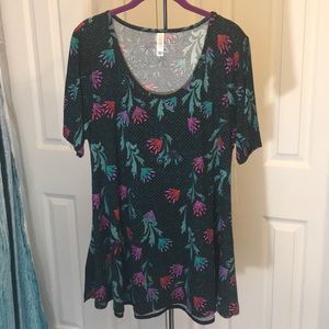 LuLaRoe large Perfect T floral & polka dots NWT